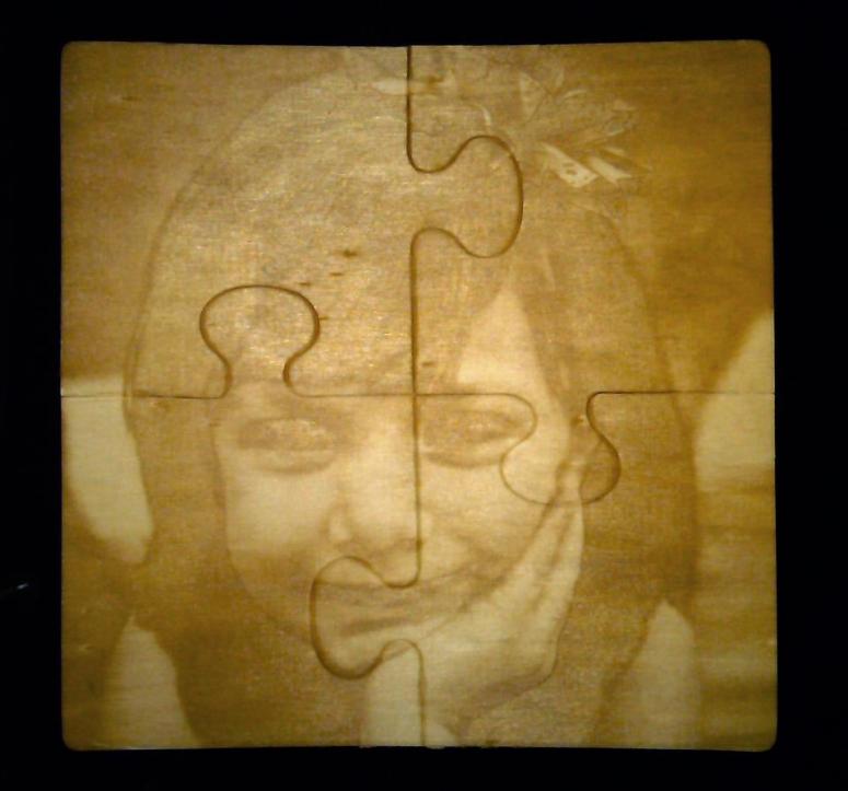 Laser Etched Portrait on Wood Puzzle