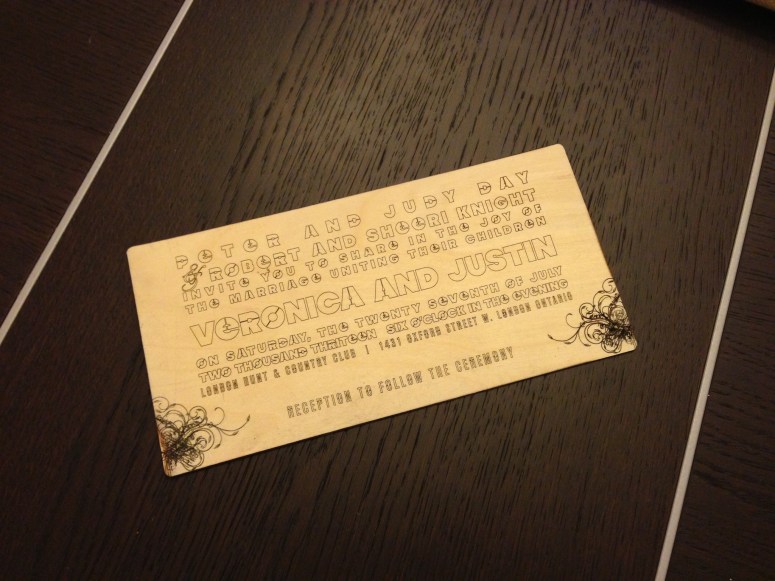 Laser cut wedding invitation